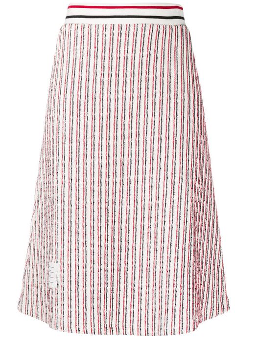 Thom Browne RWB-stripe mid-length skirt - White
