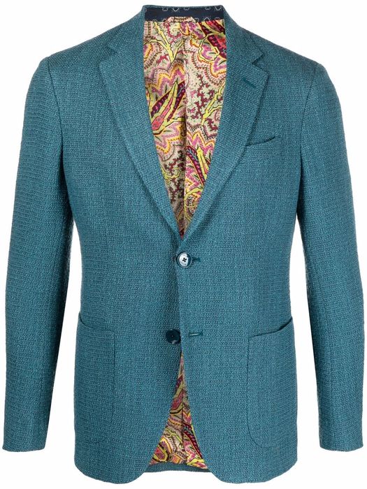 ETRO woven single-breasted blazer - Blue