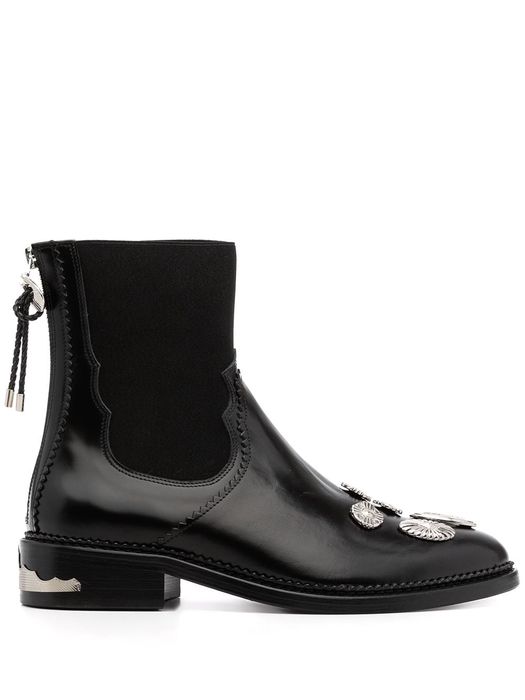 Toga Pulla mix-badge leather ankle boots - Black