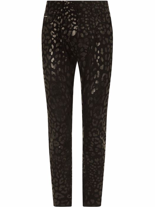 Dolce & Gabbana leopard-print slim-cut jeans - Black
