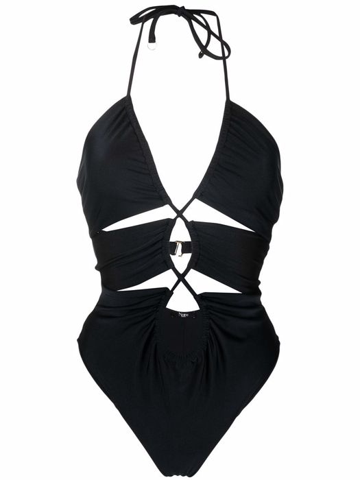 Noire Swimwear cut-out halterneck swimsuit - Black