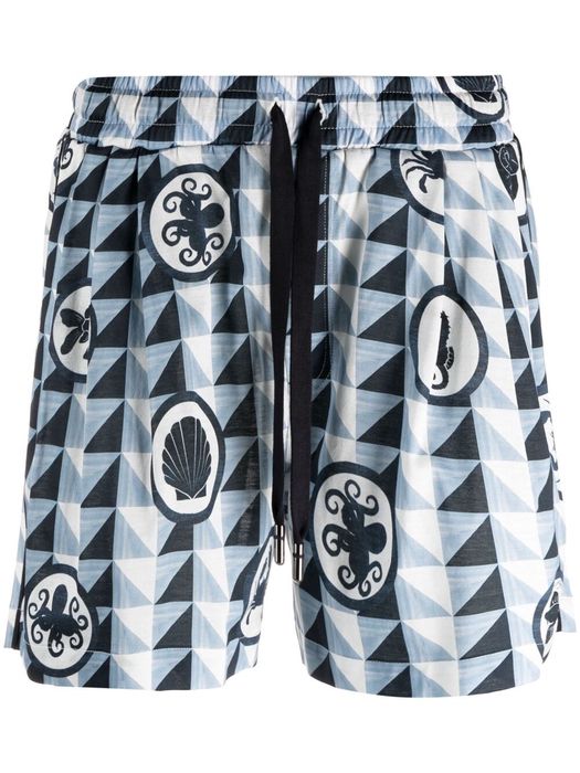 Dolce & Gabbana geometric-print track shorts - Blue