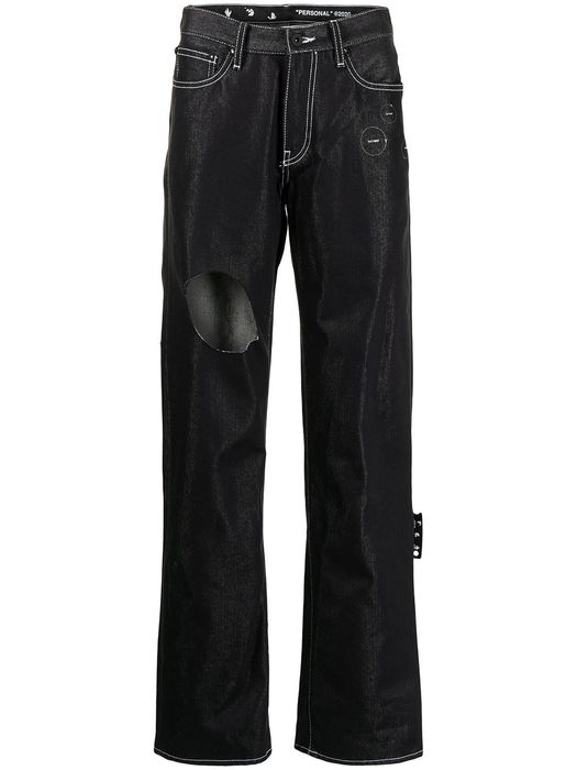 Off-White cut-out detail denim jeans - Black