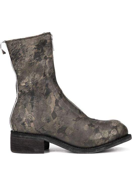 Guidi printed zip front boots - Green