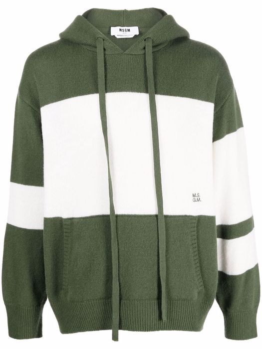 MSGM two-tone knitted hoodie - Green