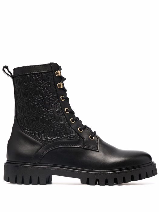 Tommy Hilfiger lace-up leather boots - Black