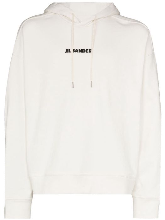 Jil Sander logo-print drawstring hoodie - White