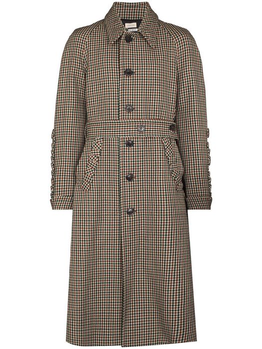 Stefan Cooke check-pattern single-breasted trench coat - Green