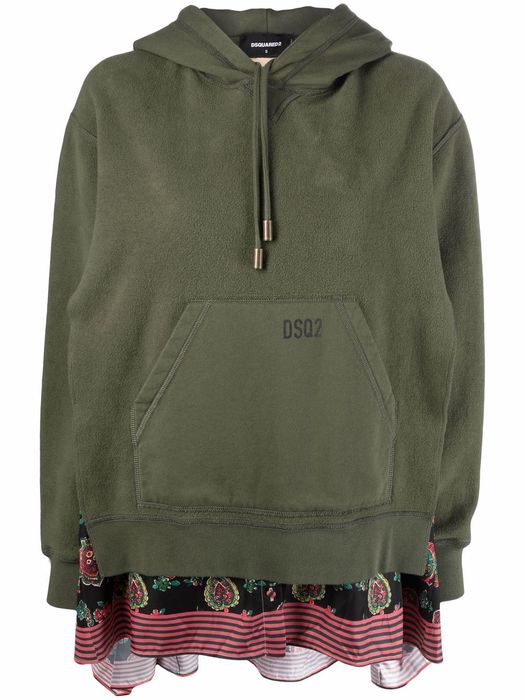 Dsquared2 panelled pullover logo-print hoodie - Green
