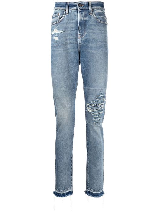 VAL KRISTOPHER distressed slim-fit jeans - Blue