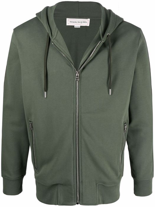 Alexander McQueen logo-print zip-up hoodie - Green