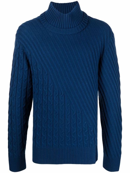 Karl Lagerfeld cable-knit wool-blend jumper - Blue