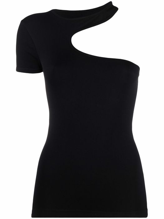 Helmut Lang cut-out one-shoulder T-shirt - Black
