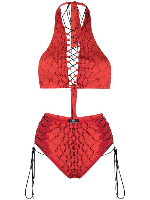 Noire Swimwear Addicted snakeskin print bikini - Red
