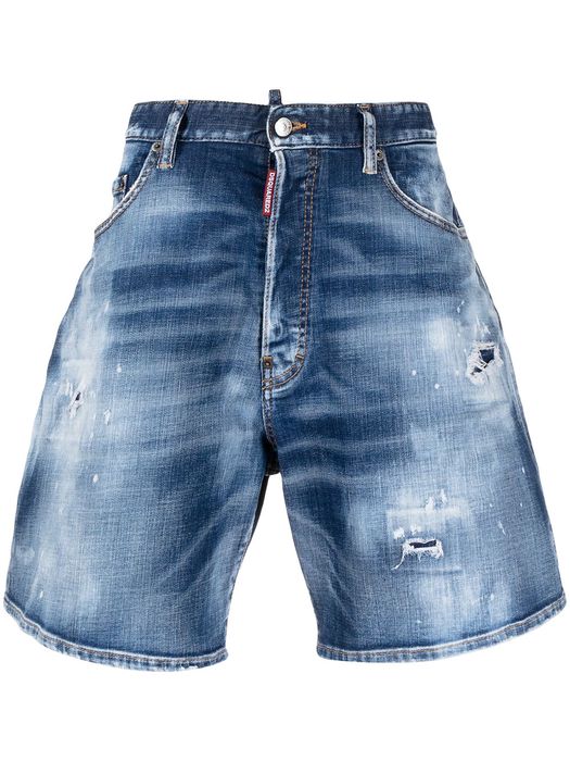 Dsquared2 distressed stonewashed denim shorts - Blue