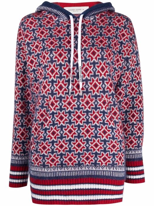 Golden Goose star-detail knitted hoodie - Red