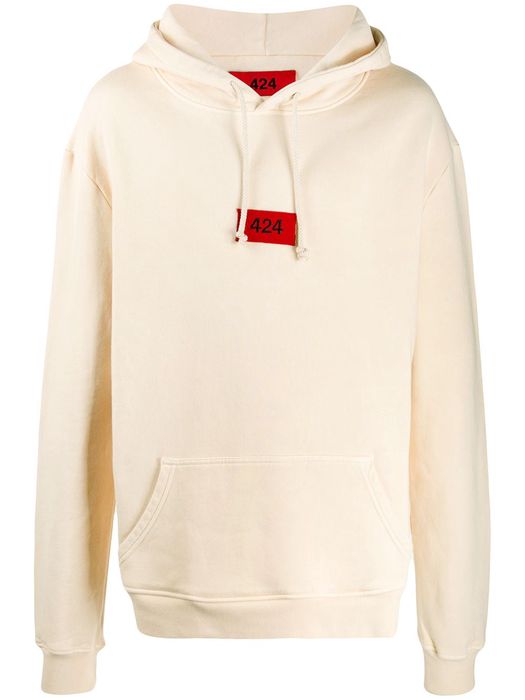 424 logo-embroidered hooded sweatshirt - Neutrals