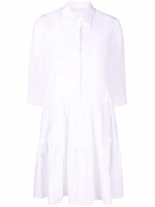 Fabiana Filippi tiered flared shirt dress - White