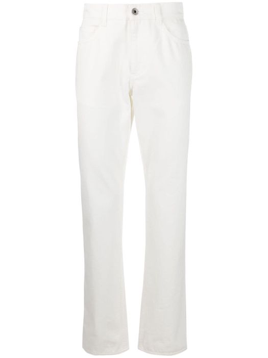 Salvatore Ferragamo straight-leg logo patch jeans - White
