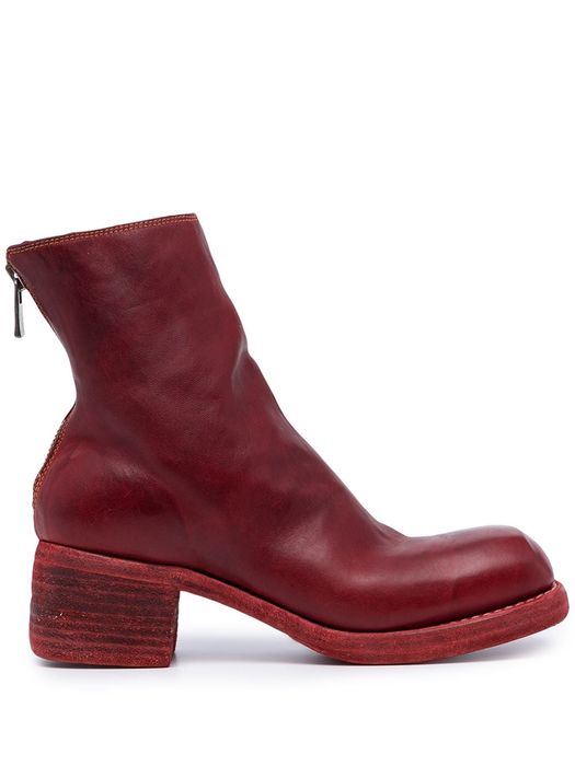 Guidi square-toe ankle boots - Red