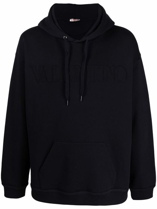 Valentino logo-embossed oversized hoodie - Blue