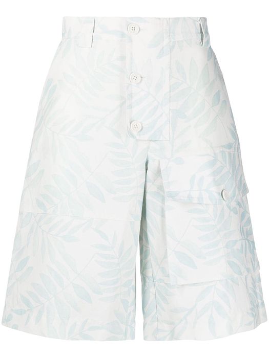 Jacquemus Laurier leaf-print cargo shorts - Blue