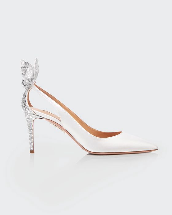 Bow Tie Satin Crystal Cocktail Pumps