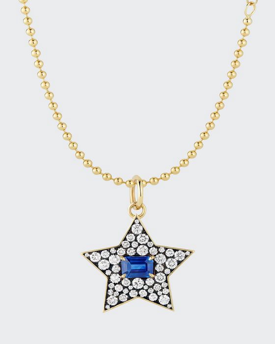 Connexion Diamond and Blue Sapphire Star Pendant Necklace