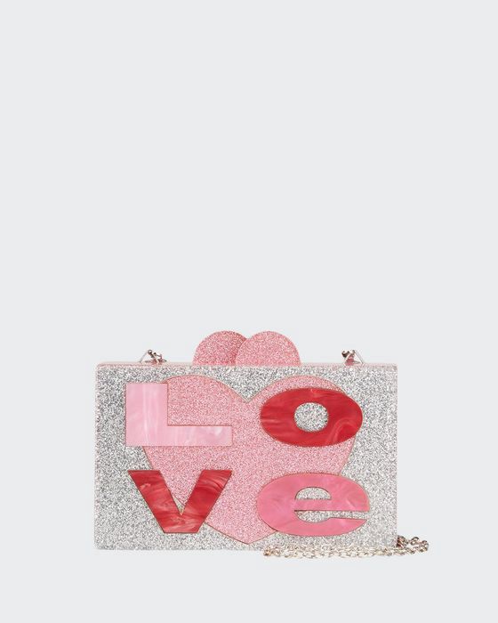 Girl's Love Glittered Box Clutch Bag