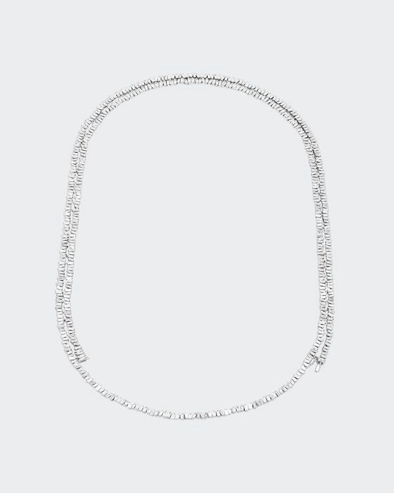 18K White Gold Fireworks Thin Tennis Necklace, 36"L