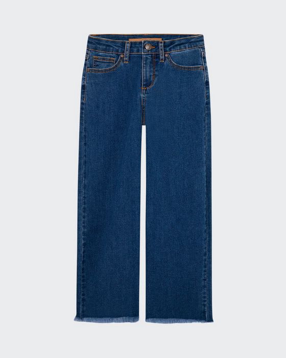 Girl's Wyatt Frayed Wide-Leg Denim Jeans, Size 7-16