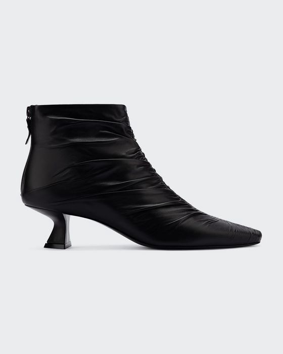 Caitlyn Ruched Leather Ankle Booties
