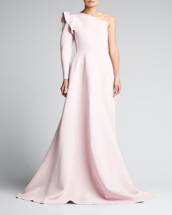 Akin Draped One-Shoulder Gown