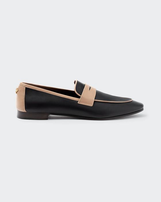 Bicolor Leather Slip-On Penny Loafers