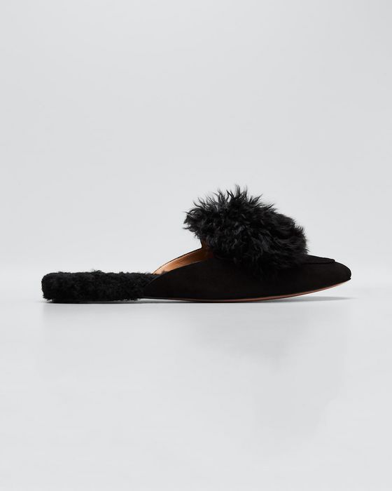 Foxy Suede Pom Loafer Slippers