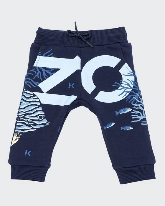 Boy's Tiger Icon Logo Fish-Print Jogger Pants, Size 6-18M