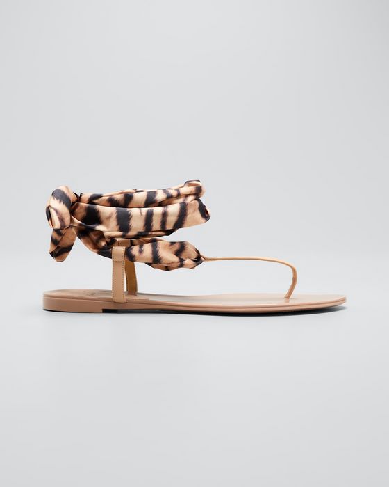 Jelly Trio Leopard Ankle-Wrap Thong Sandals