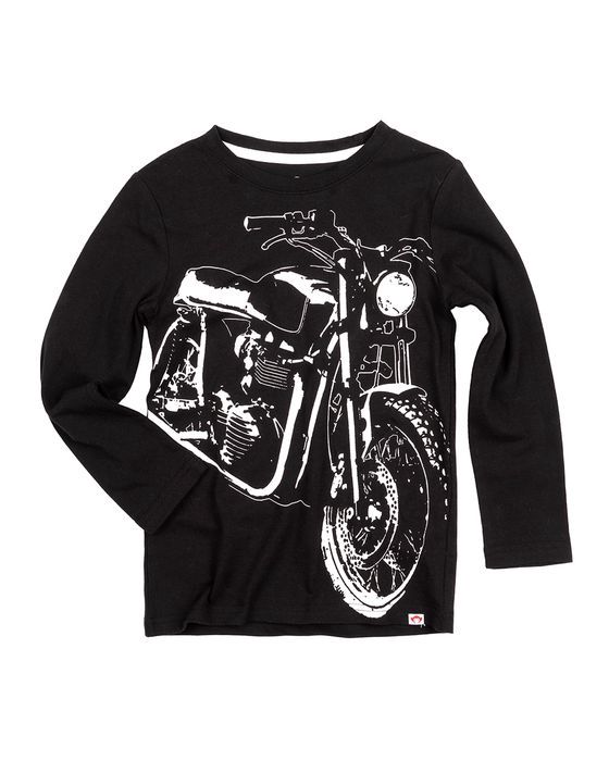 Boy's Retro Motorcycle Graphic Cotton T-Shirt, Size 2-10