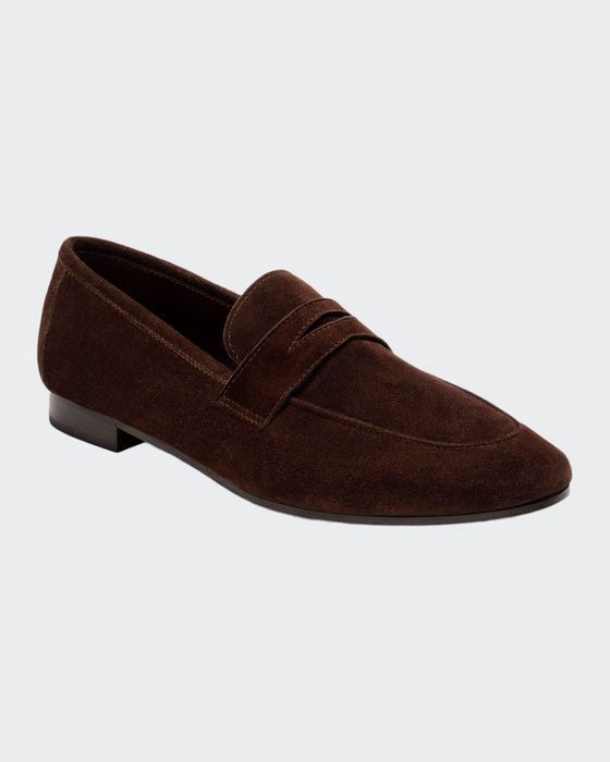 Coffee Suede Flat Loafers
