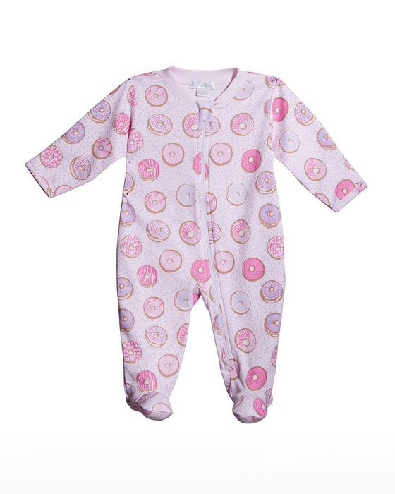 Girl's Donuts Zip-Up Footie Pajamas, Size Newborn-9M