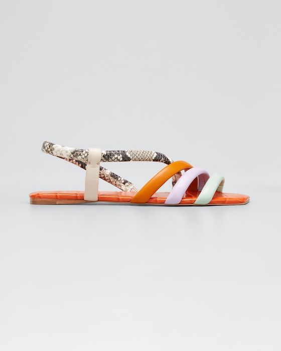 Multicolored Strappy Flat Sandals