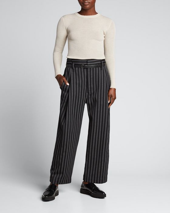 Stripe Wide-Leg Wool Trousers
