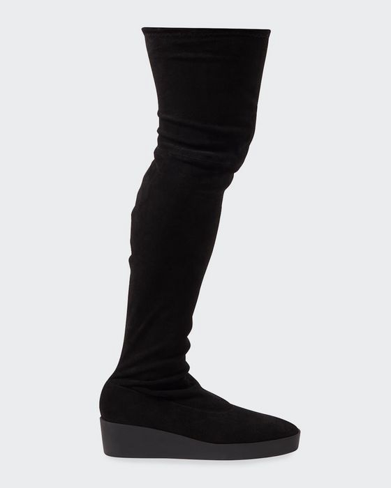 Glove Suede Over-the-Knee Wedge Boots