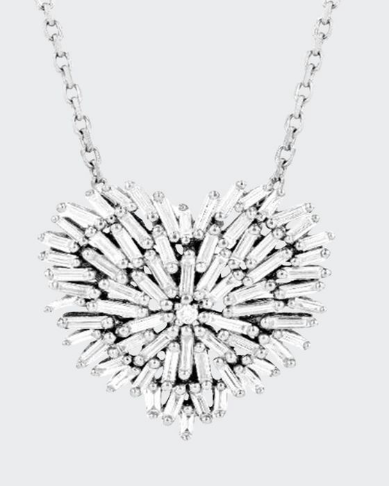 18k White Gold Medium Diamond Heart Necklace