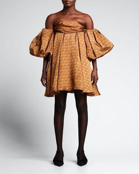 Katria Detachable Puff-Sleeve Mini Dress