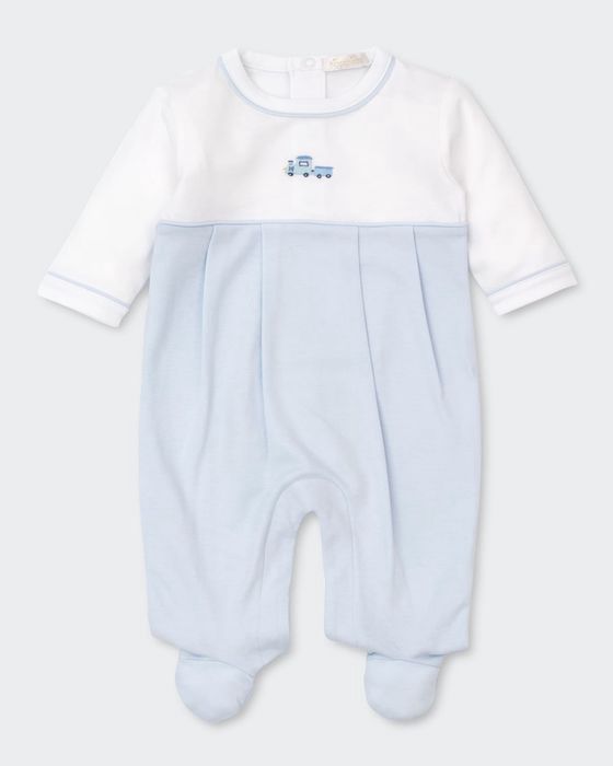 Boy's Race Car Embroidered Footie Pajamas, Size Newborn-9M