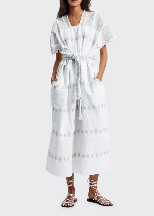 Three-Panel Embroidered Midi Kaftan