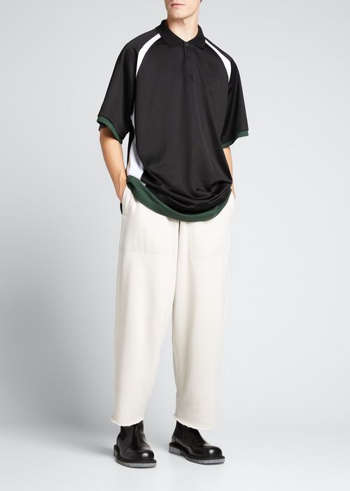 Men's Faded Cotton Terry Raw-Hem Cropped Sweatpants