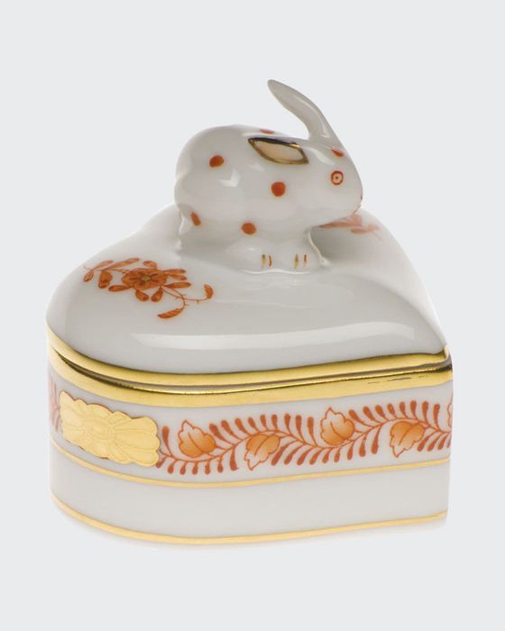 Chinese Bouquet Rust Heart Box with Bunny
