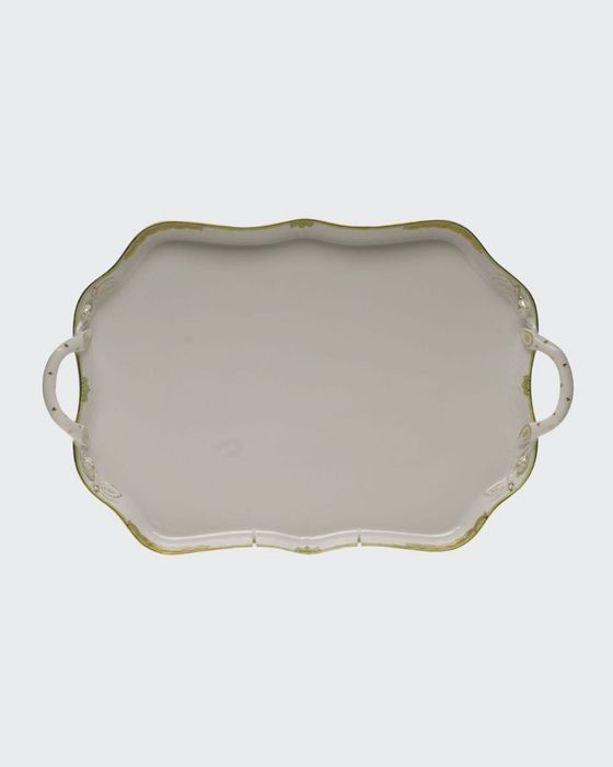 Princess Victoria Green Rectangle Tray with Branch Handles